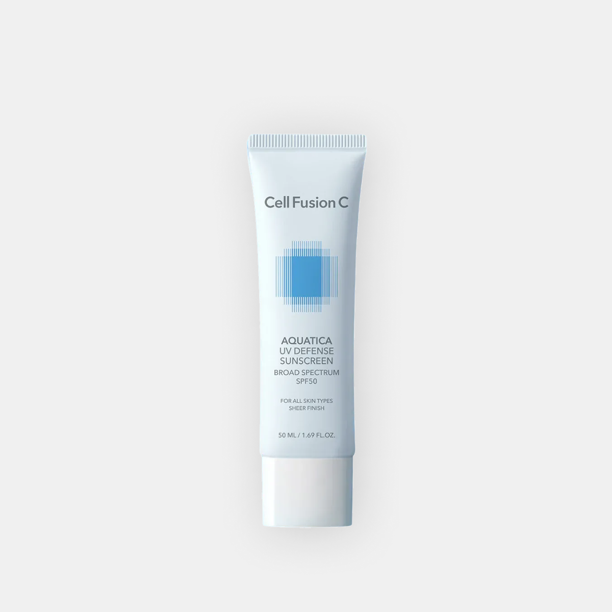 Cell Fusion C Aquatica UV Defense Sunscreen SPF 50 kremo nuo saulės tūbelė iš priekio, 50 ml