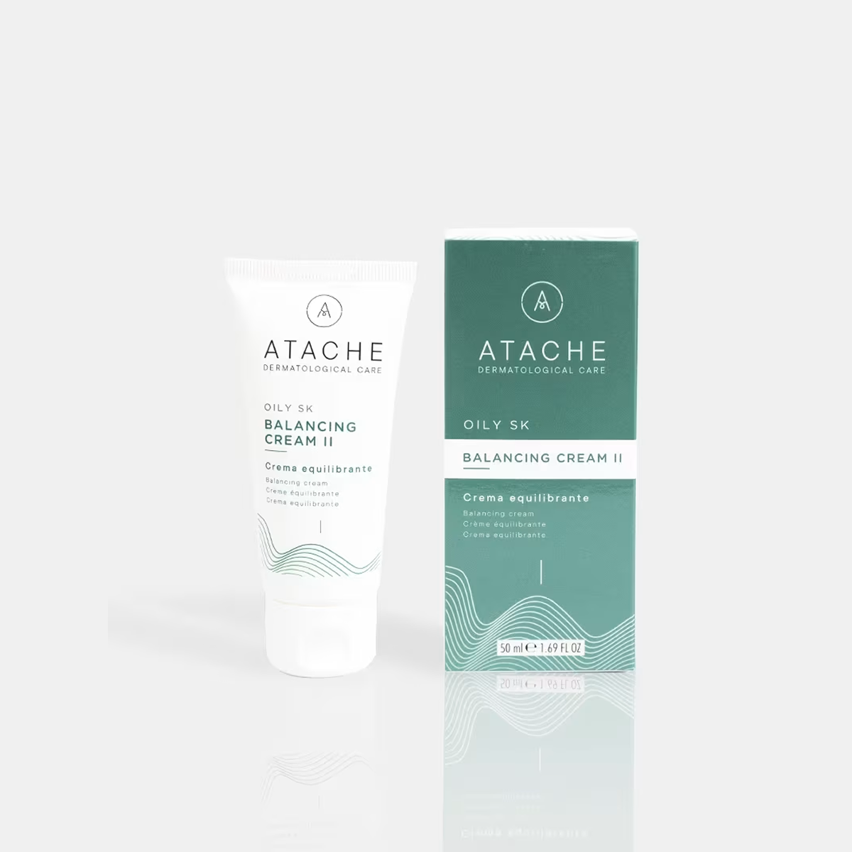 Atache Balancing Cream II veido kremo indelis ir pakuotė iš priekio, 50 ml