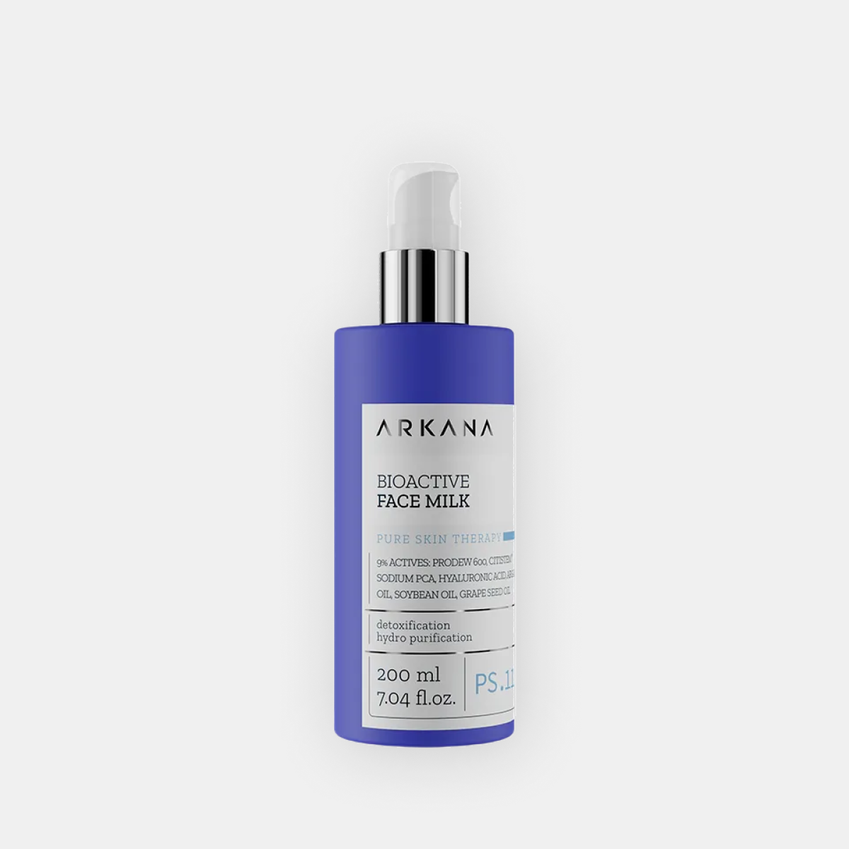 Arkana Bioactive Face Milk bioaktyviojo veido pienelio buteliukas iš priekio, 200 ml