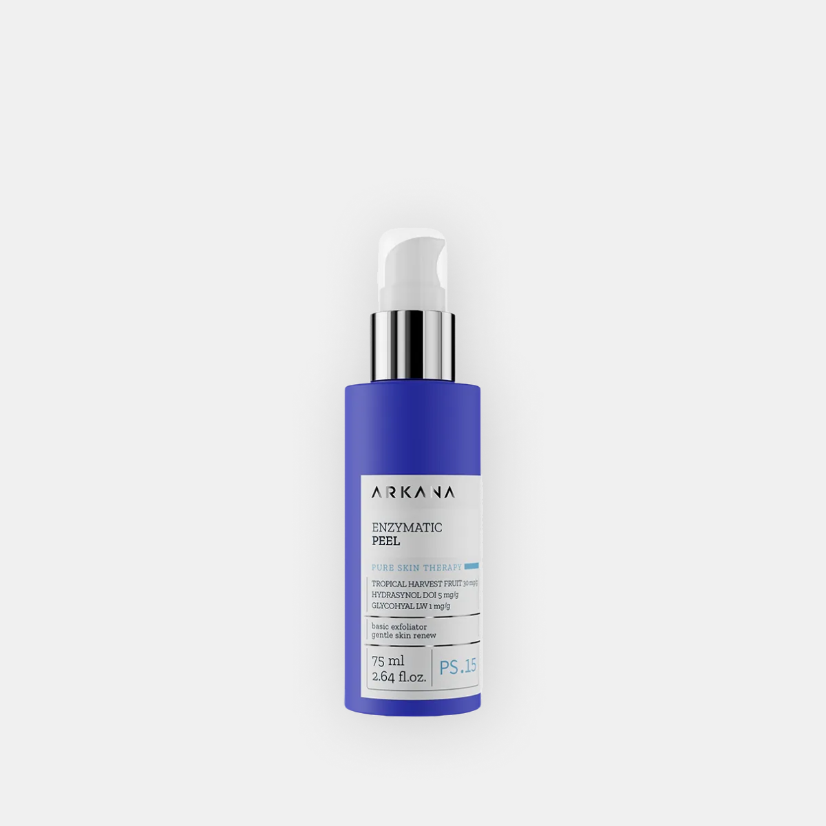 Arkana Enzymatic Peel fermentinio veido šveitiklio buteliukas iš priekio, 75 ml