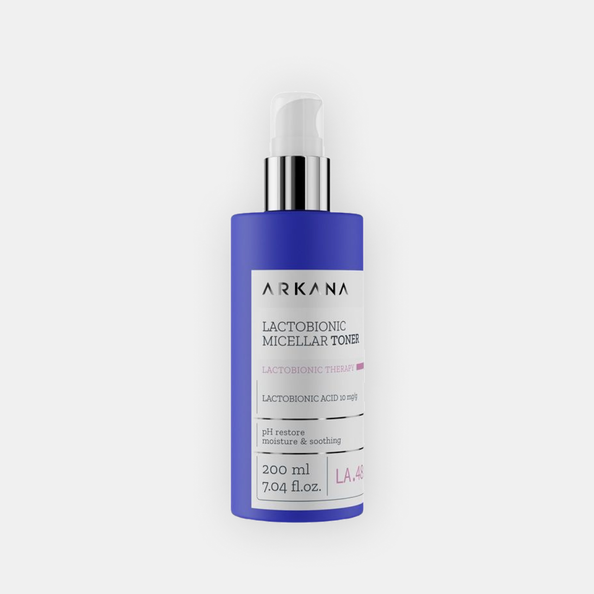 Arkana Lactobionic Micellar Toner veido toniko buteliukas iš priekio, 200 ml